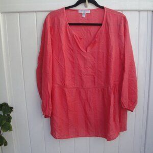 Rever Blouse Women's Size Large Peach 100% Rayon Top Large